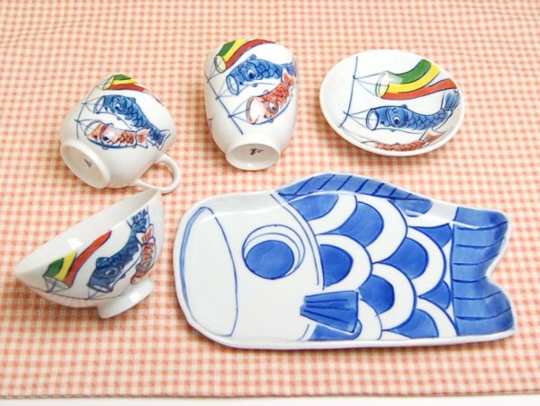 [Made in Japan] <Child tableware>Koinobori whole set (5 pieces)