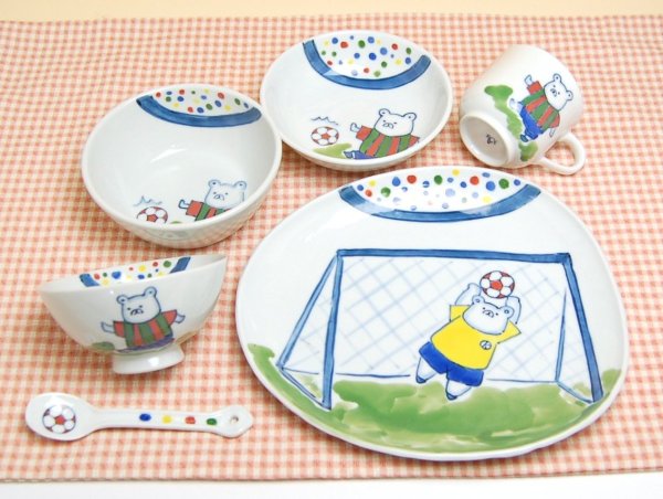 [Made in Japan] <Child tableware>Soccer whole set (6 pieces)