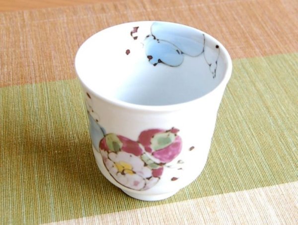Photo3: Yunomi Tea Cup for Green Tea Hana mubyo (Blue) (3)