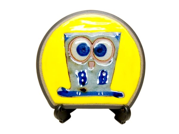 [Made in Japan] Ai fukurou owl (Yellow) Small ornamental plate