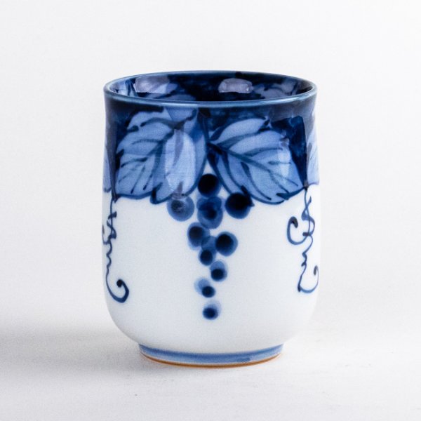 Photo1: Yunomi Tea Cup for Green Tea Fuchidami Budou Grape Blue (1)