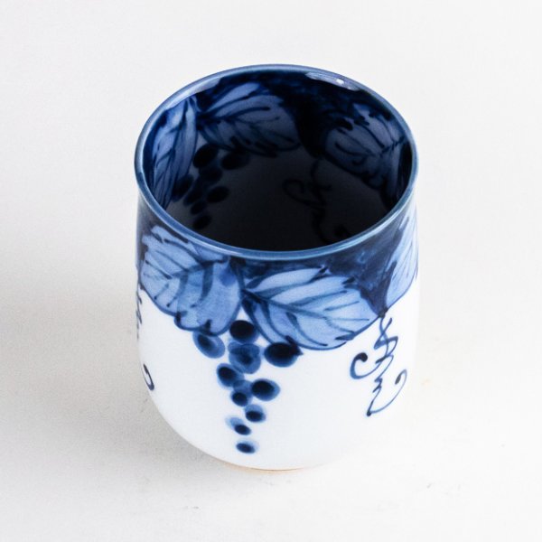 Photo2: Yunomi Tea Cup for Green Tea Fuchidami Budou Grape Blue (2)