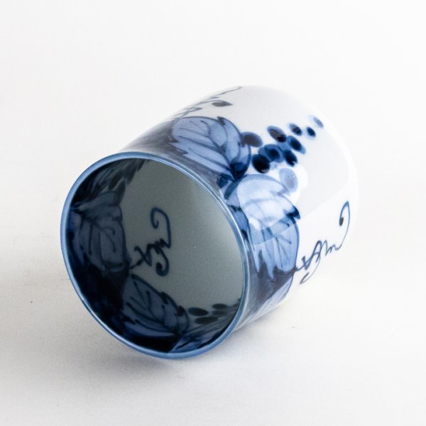 Photo4: Yunomi Tea Cup for Green Tea Fuchidami Budou Grape Blue (4)