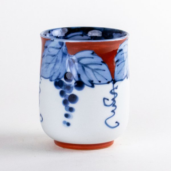 Photo1: Yunomi Tea Cup for Green Tea Fuchidami Budou Grape Red (1)
