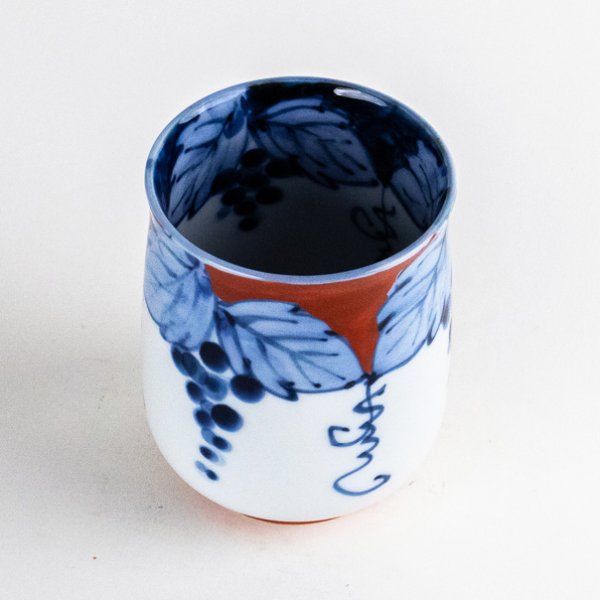Photo2: Yunomi Tea Cup for Green Tea Fuchidami Budou Grape Red (2)