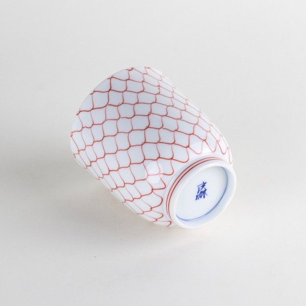 Photo3: Yunomi Tea Cup for Green Tea Naigai Ami Red (3)