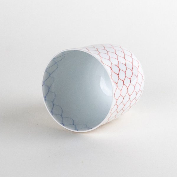 Photo4: Yunomi Tea Cup for Green Tea Naigai Ami Red (4)