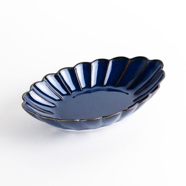 Photo1: Medium Oval Bowl Gunjo (19 cm/7.5 in) (1)