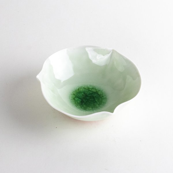 Photo1: Small Bowl Ryokusui Bidoro Green (10.5 cm/4.1 in) (1)