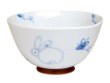 [Made in Japan] Icchin hana usagi rabbit (Blue) rice bowl
