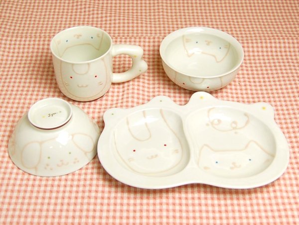 [Made in Japan] <Child tableware>Sukusuku harmony half set (4 pieces)