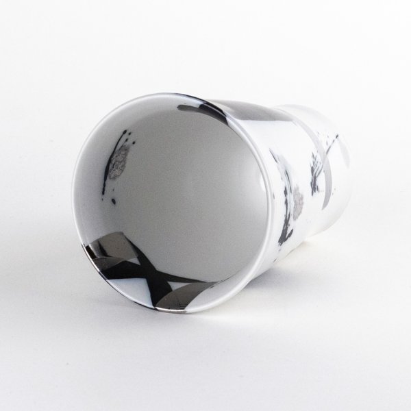 Photo5: Ceramic Beer Glass Zebra Ginsai Silver (5)