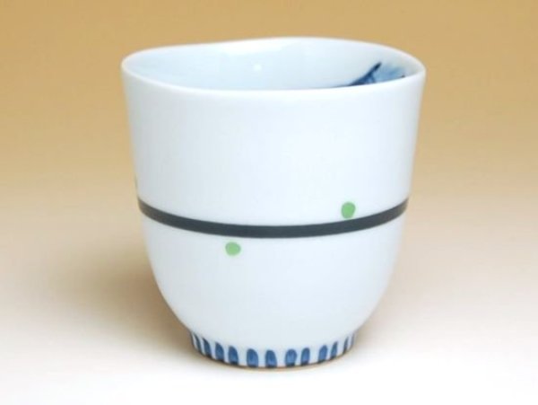 Photo2: Yunomi Tea Cup for Green Tea Yume fukurou Owl (Blue) (2)