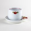 Photo1: Yunomi Tea Cup for Green Tea Line flower with Saucer (1)