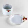 Photo3: Yunomi Tea Cup for Green Tea Line flower with Saucer (3)