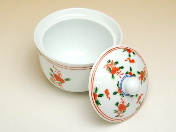 Photo2: Bowl with Lid Akae manreki (2)