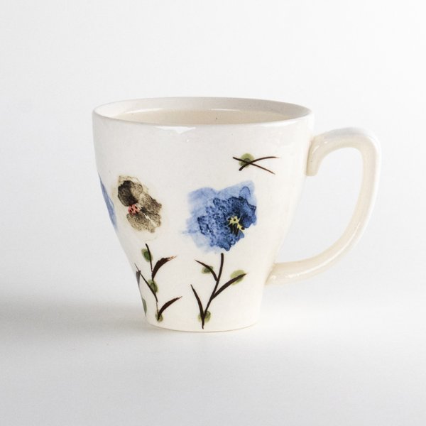 Photo1: Mug Chijire Hana Flower Blue (1)