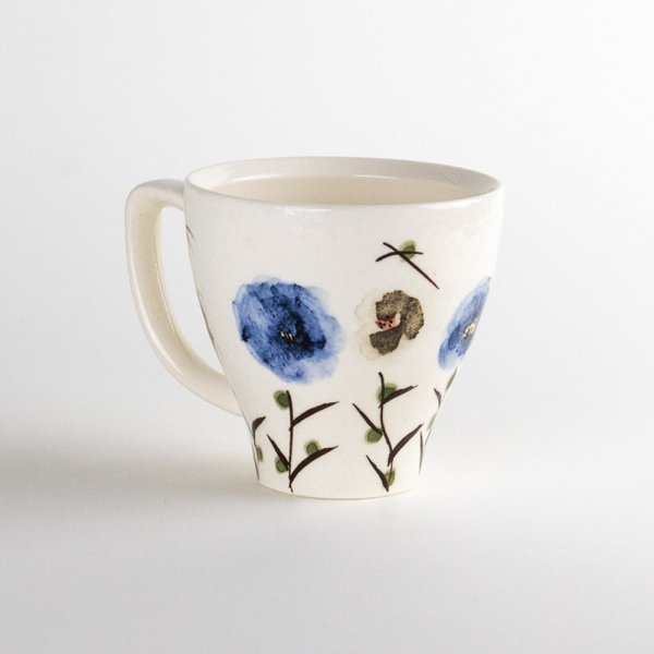 Photo2: Mug Chijire Hana Flower Blue (2)