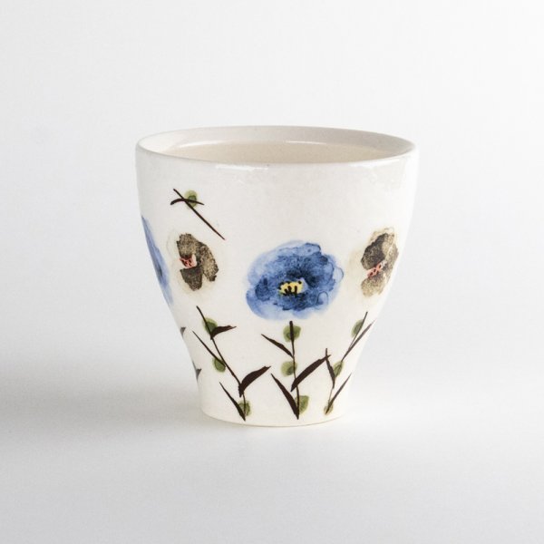 Photo4: Mug Chijire Hana Flower Blue (4)