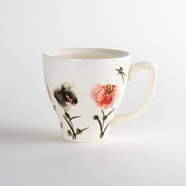 Photo1: Mug Chijire Hana Flower Red (1)