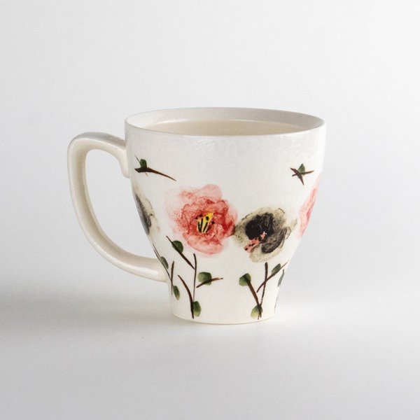 Photo2: Mug Chijire Hana Flower Red (2)