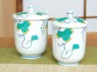 Photo2: Yunomi Tea Cup with Lid for Green Tea Openwork Suisho budou Grape (pair) (2)