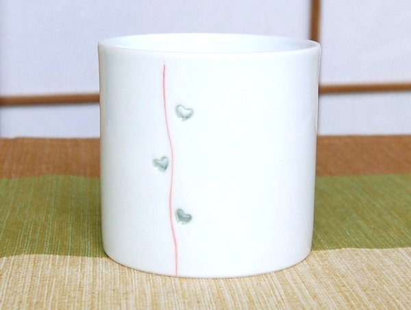 Photo2: Cup Openwork Suisyo heart line (Red) (2)