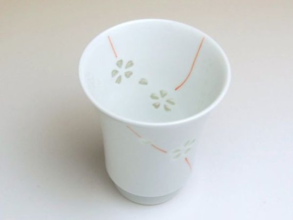 Photo3: Yunomi Tea Cup for Green Tea Suisyo Hana asobi (Red) (3)