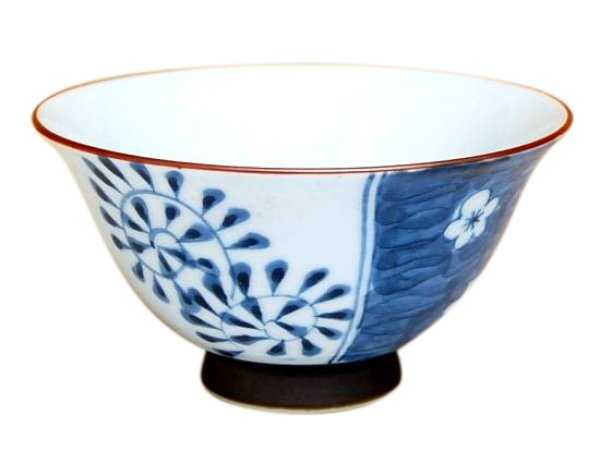 [Made in Japan] Ume dami karakusa (Blue) rice bowl