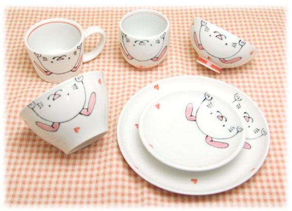 Photo1: Tableware for Children Set Smile club-Rabbit (6 pieces) (1)