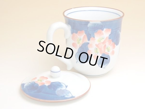 Photo2: Mug with Lid Hana tsudoi (Red) (2)