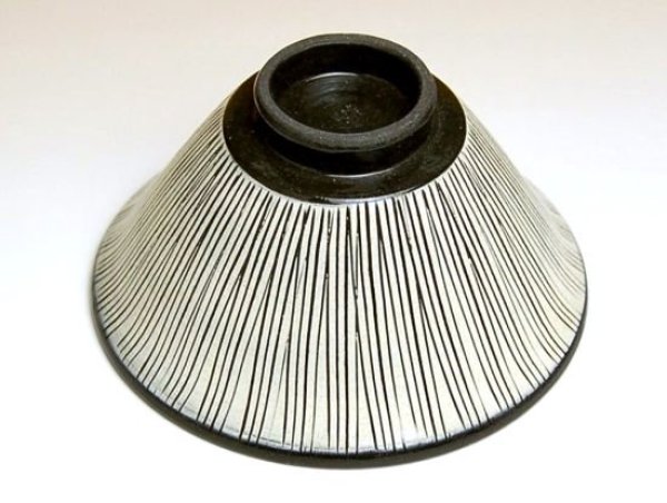 Photo3: Rice Bowl Senbori (Black) (3)