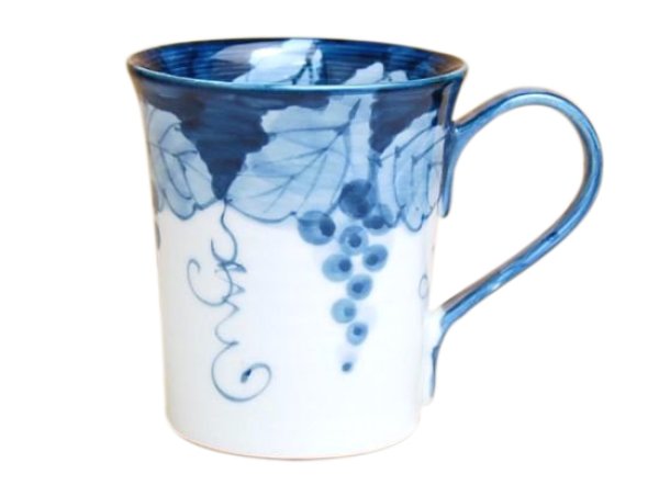 [Made in Japan] Fuchi dami budou grape (Blue) mug