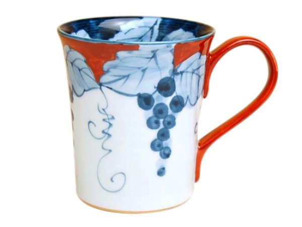 [Made in Japan] Fuchi dami budou grape (Red) mug