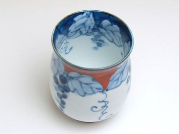 Photo2: Yunomi Tea Cup for Green Tea Fuchi dami budou Grape (Red) (2)