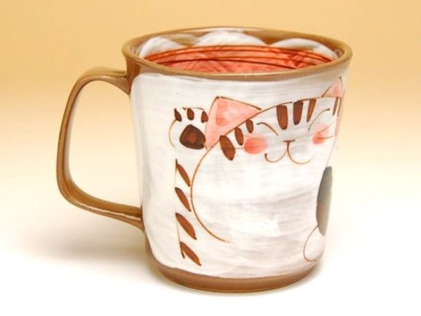 Photo2: Mug Nakayoshi neko Cats (Red) (2)