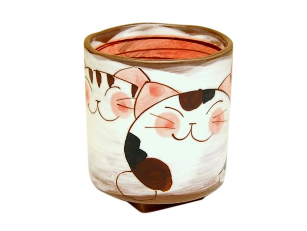 [Made in Japan] Nakayoshi neko cats (Red) Japanese green tea cup