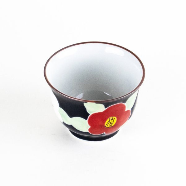 Photo2: Yunomi Tea Cup for Green Tea Yusai Tsubaki Ruri Camellia (2)